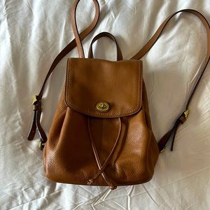Leather Coach backpack with gold hardware